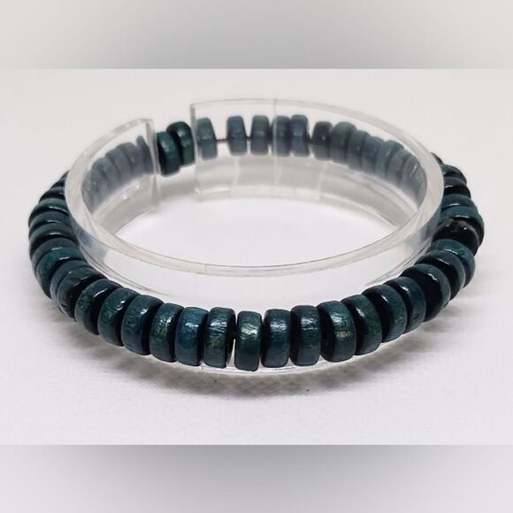 Men's bracelet beaded beads green new e51 - Picture 1 of 1